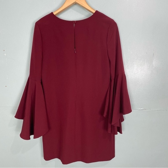 Milly Bell Sleeve Dress‎ Wine Burgundy Mini Sz 8 - Picture 4 of 4